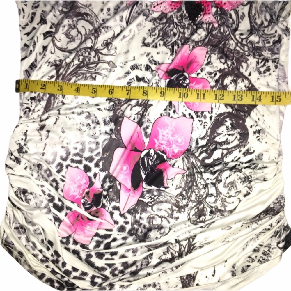 Pink Floral & Cheetah Print One Shoulder Dress Size XS - Picture 8 of 8
